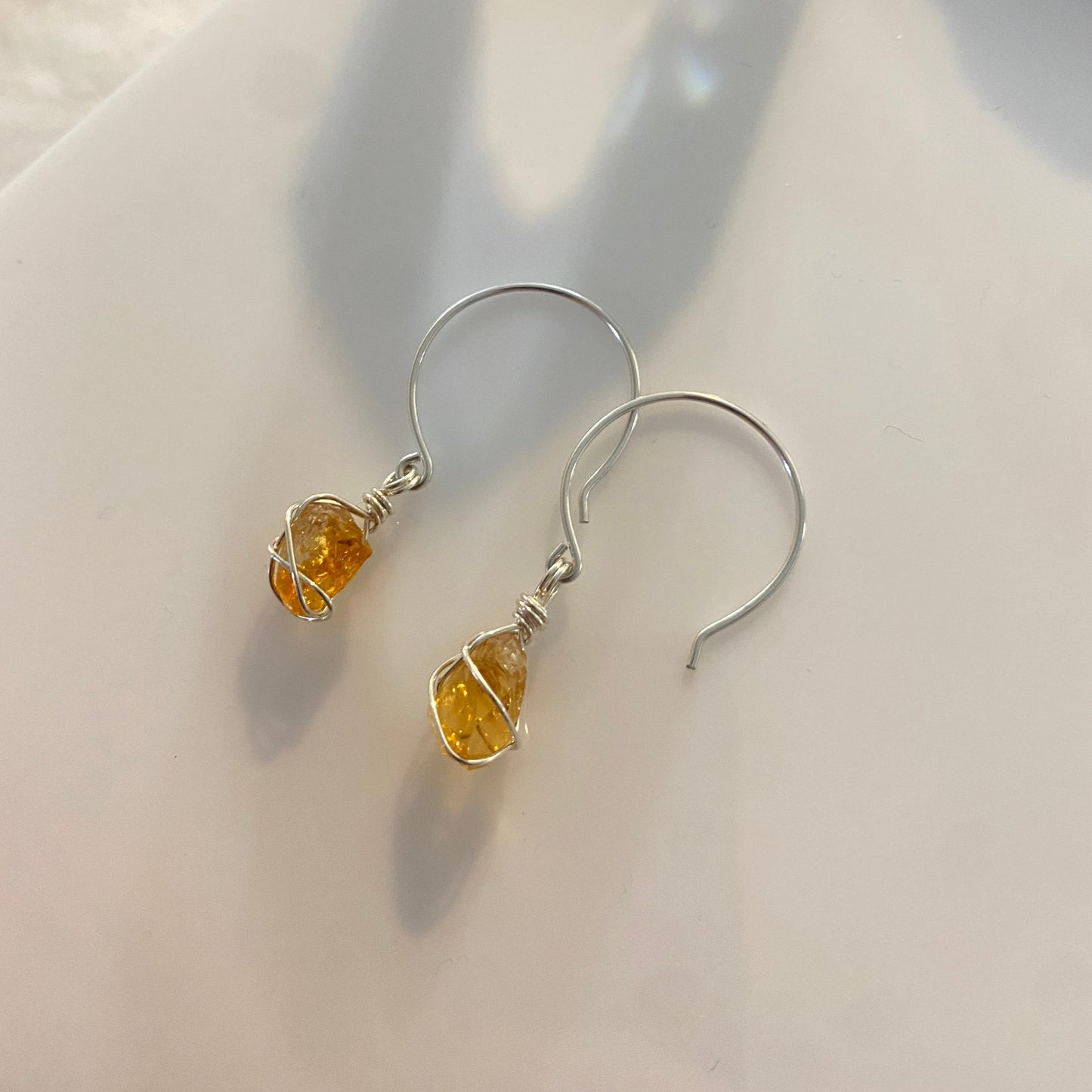 Sterling Silver Citrine Hoops