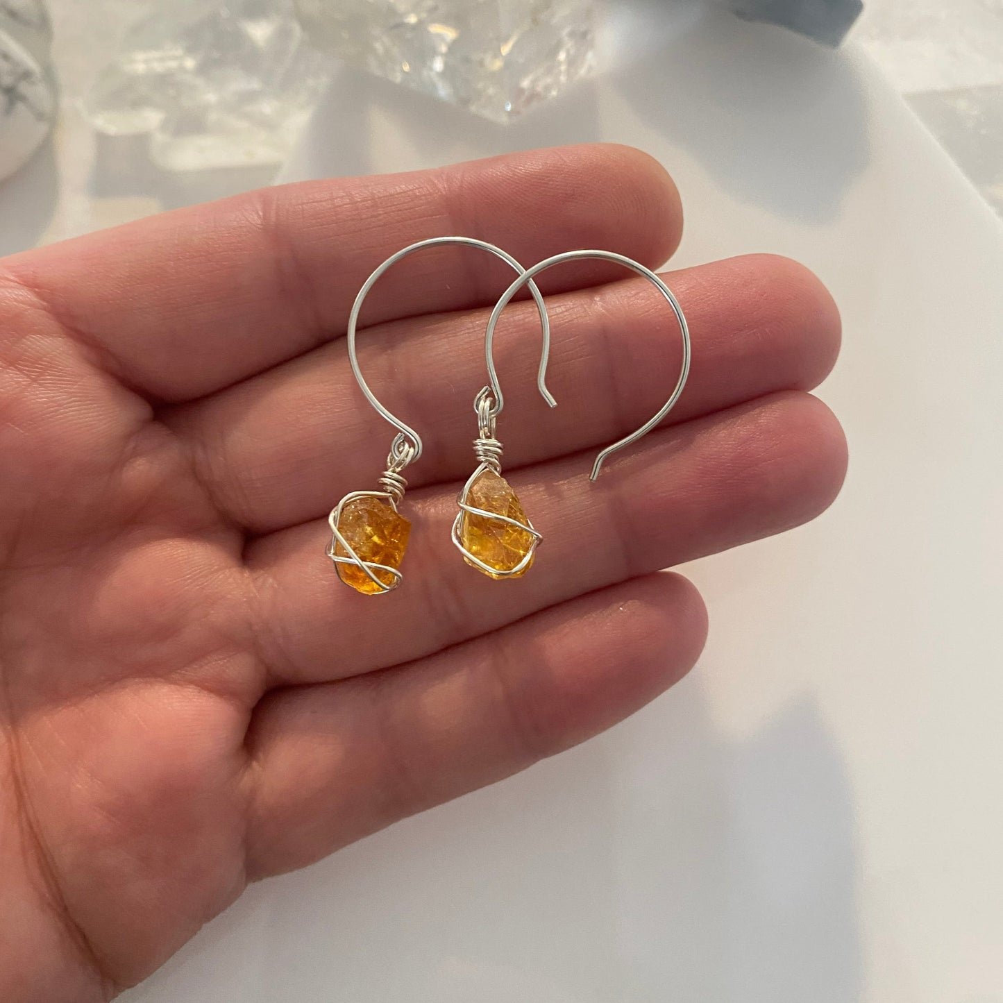 Sterling Silver Citrine Hoops