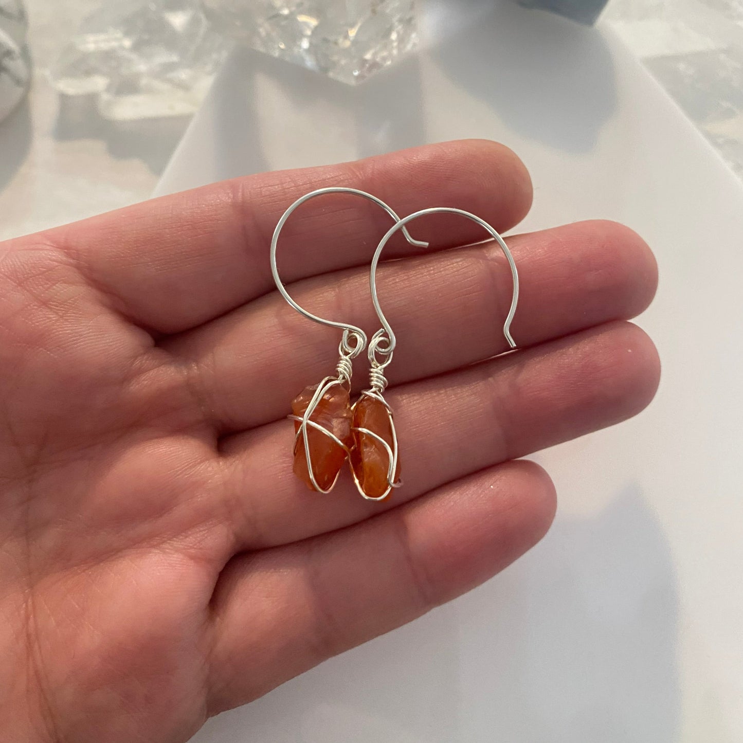 Sterling Silver Carnelian hoops