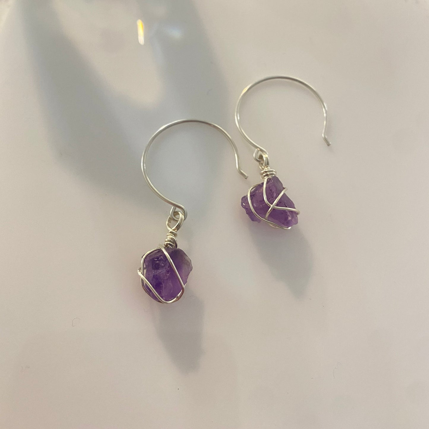 Sterling Silver Amethyst Hoops