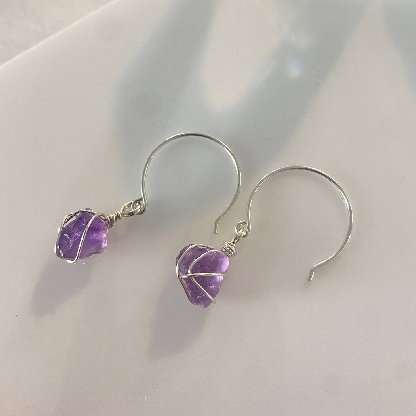 Sterling Silver Amethyst Hoops