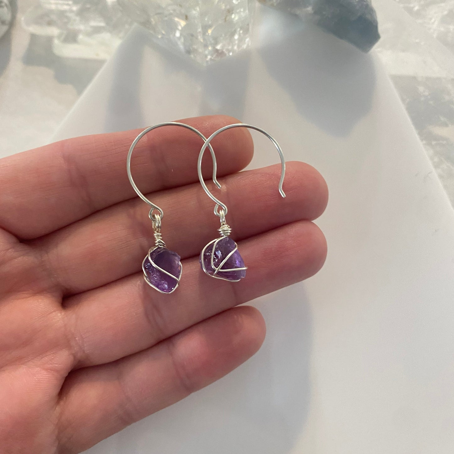 Sterling Silver Amethyst Hoops