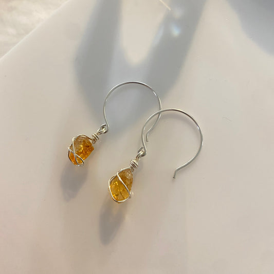 Sterling Silver Citrine Hoops