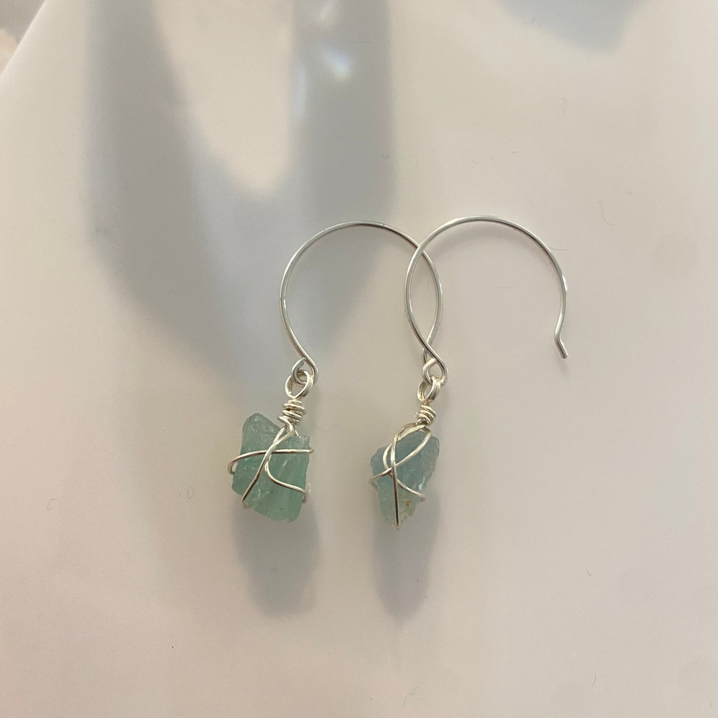 Sterling Silver Aquamarine Hoops