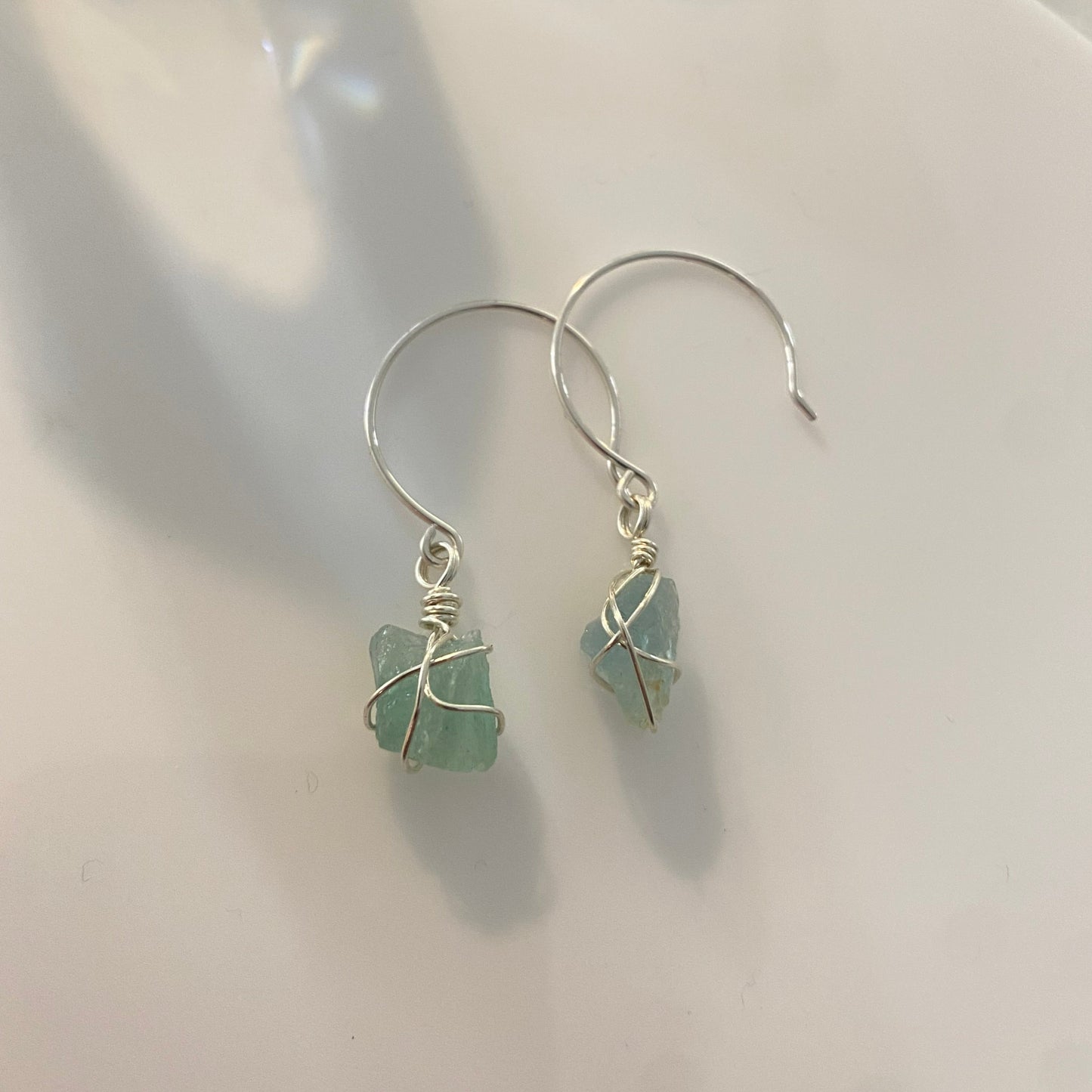 Sterling Silver Aquamarine Hoops