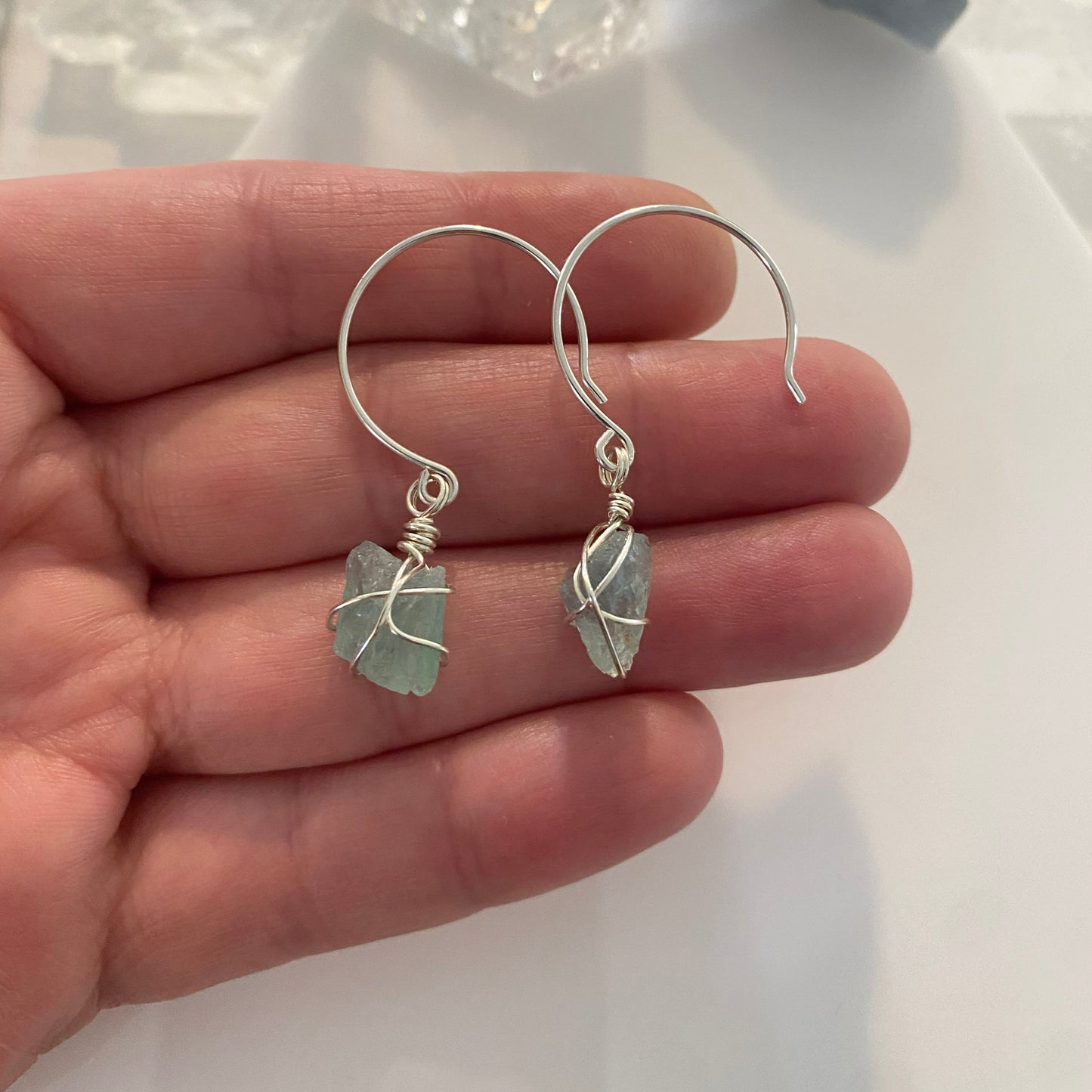 Sterling Silver Aquamarine Hoops