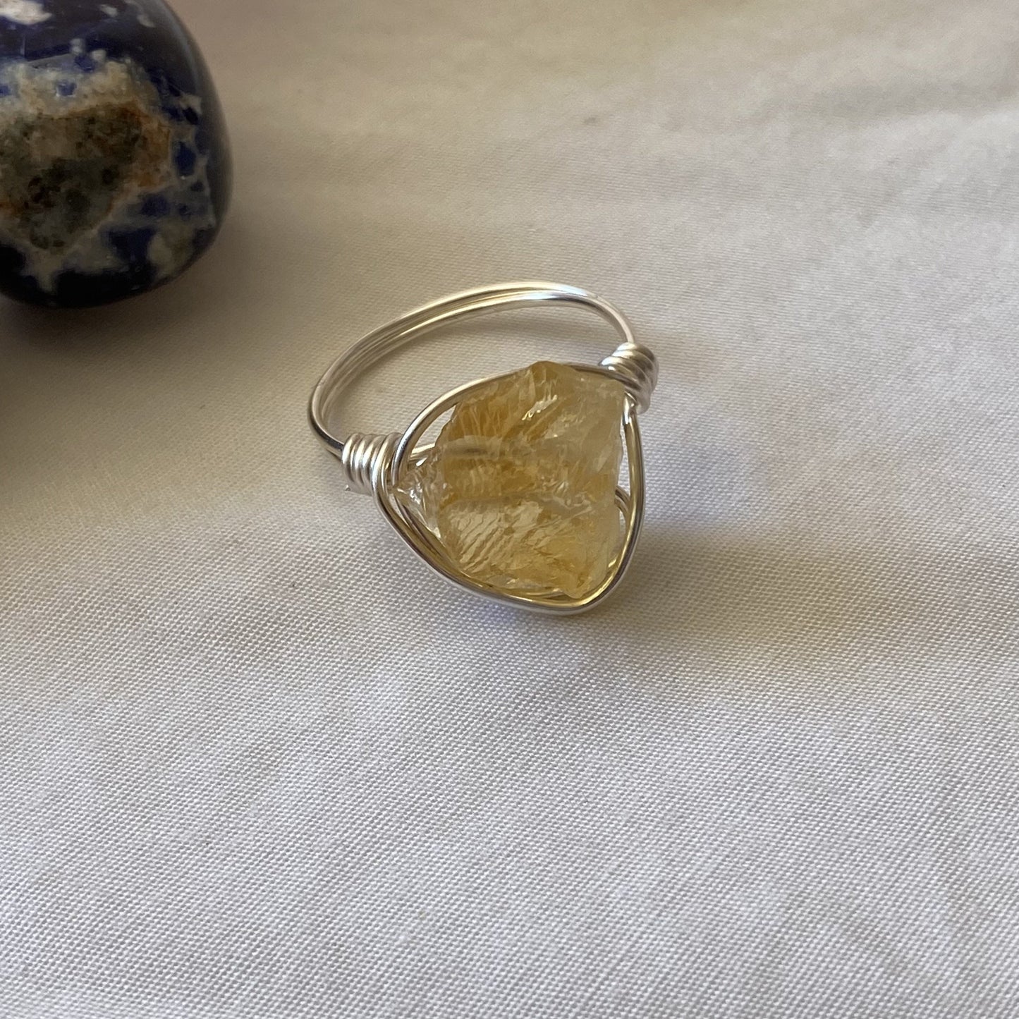 Citrine wire wrapped ring silver